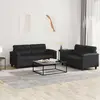Image de vidaXL Ensemble de canapés 2 pcs avec coussins Noir Similicuir