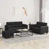 Image de vidaXL Ensemble de canapés 3 pcs avec coussins Noir Similicuir