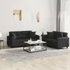 Image de vidaXL Ensemble de canapés 2 pcs avec coussins noir similicuir