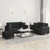 Image de vidaXL Ensemble de canapés 3 pcs avec coussins noir similicuir
