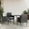 Image de vidaXL Ensemble à manger de jardin 5 pcs noir résine tressée et acier
