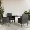 Image de vidaXL Ensemble à manger de jardin 5 pcs noir résine tressée et acier