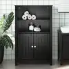 Image de vidaXL Armoire de salle de bain BERG noir 69,5x34x110 cm pin massif