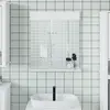 Image de vidaXL Miroir de salle de bain avec étagère BERG blanc bois massif