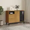 Image de vidaXL Buffet avec porte vitrée FLAM 110x40x80 cm bois massif de pin