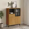 Image de vidaXL Buffet avec porte vitrée FLAM 92x40x122,5 cm bois massif de pin