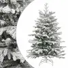 Image de vidaXL Sapin de Noël artificiel à charnières avec neige floquée 210 cm