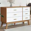 Image de vidaXL Armoire à tiroirs OLDEN blanc et marron bois de pin solide