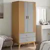 Image de vidaXL Garde-robe OLDEN gris et marron 76,5x53x172 cm bois massif pin