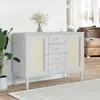 Image de vidaXL Buffet SENJA aspect rotin blanc 112x40x80cm bois massif de pin
