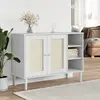 Image de vidaXL Buffet SENJA aspect rotin blanc 112x40x80cm bois massif de pin