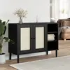 Image de vidaXL Buffet SENJA aspect rotin noir 112x40x80cm bois massif de pin