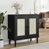 Image de vidaXL Buffet SENJA aspect rotin noir 80x35x80 cm bois massif de pin