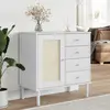 Image de vidaXL Buffet SENJA aspect rotin blanc 80x40x80 cm bois massif de pin