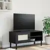 Image de vidaXL Meuble TV SENJA aspect rotin noir 106x40x49cm bois massif pin