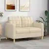 Image de vidaXL Canapé à 2 places Crème 120 cm Tissu