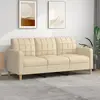 Image de vidaXL Canapé à 3 places Crème 180 cm Tissu