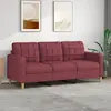 Image de vidaXL Canapé à 3 places Rouge bordeaux 180 cm Tissu