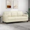 Image de vidaXL Canapé à 3 places Crème 180 cm Similicuir