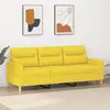 Image de vidaXL Canapé à 3 places Jaune clair 180 cm Tissu