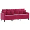 Image de vidaXL Canapé à 3 Places, Chaise de Relaxation avec Oreillers, Siège avec Accoudoirs et Dossier, Fauteuil TV de Salon, Moderne, Rouge Bordeaux Velours
