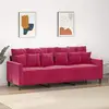 Image de vidaXL Canapé à 3 places Rouge bordeaux 180 cm Velours