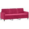 Image de vidaXL Canapé à 3 places Rouge bordeaux 180 cm Velours