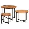 Image de vidaXL Tables basses gigognes 3 pcs bois massif d'acacia et fer