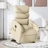 Image de vidaXL Fauteuil inclinable de massage électrique Crème Tissu