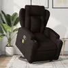 Image de vidaXL Fauteuil inclinable de massage Marron foncé Tissu