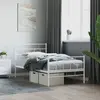 Image de vidaXL Cadre de lit métal sans matelas et pied de lit blanc 100x190 cm