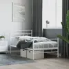 Image de vidaXL Cadre de lit métal sans matelas et pied de lit blanc 107x203 cm