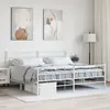 Image de vidaXL Cadre de lit métal sans matelas et pied de lit blanc 200x200 cm