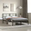Image de vidaXL Cadre de lit métal sans matelas avec tête de lit noir 135x190cm