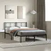 Image de vidaXL Cadre de lit métal sans matelas avec tête de lit noir 140x200cm