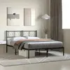Image de vidaXL Cadre de lit métal sans matelas avec tête de lit noir 150x200cm