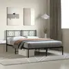 Image de vidaXL Cadre de lit métal sans matelas et tête de lit noir 160x200 cm