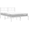 Image de vidaXL Cadre de lit métal sans matelas et tête de lit blanc 140x200 cm
