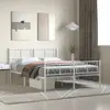 Image de vidaXL Cadre de lit métal sans matelas et pied de lit blanc 150x200 cm