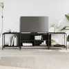 Image de vidaXL Meuble TV noir 203x37x50 cm bois d'ingénierie