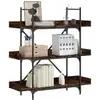 Image de vidaXL Bibliothèque à 3 niveaux chêne fumé 100x33x108,5 cm