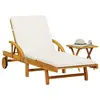 Image de vidaXL Chaise longue avec coussin et table bois d'acacia massif