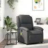 Image de vidaXL Fauteuil de massage inclinable gris cuir véritable
