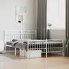 Image de vidaXL Cadre de lit métal sans matelas et pied de lit blanc 135x190 cm