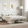 Image de vidaXL Cadre de lit métal sans matelas et pied de lit blanc 135x190 cm