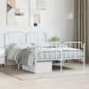 Image de vidaXL Cadre de lit métal sans matelas et pied de lit blanc 150x200 cm