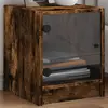 Image de vidaXL Tables de chevet et portes vitrées 2 pcs chêne fumé 35x37x42 cm