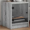 Image de vidaXL Table de chevet avec porte en verre sonoma gris 35x37x42 cm