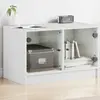 Image de vidaXL Meuble TV avec portes en verre blanc 68x37x42 cm
