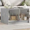 Image de vidaXL Table basse avec portes en verre gris béton 68x50x42 cm